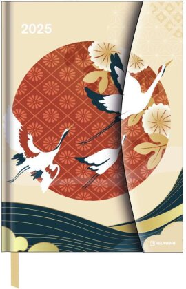 N NEUMANNVERLAGE - Japanese Papers 2025 Diary, 16x22cm, Taschenkalender mit Magnetverschluss und Lesebändchen, Tasche für Visitenkarte, Jahres- und Monatsübersicht und internationales Kalendarium