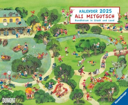 DUMONT - Ali Mitgutsch 2025 Wandkalender, 52x42,5cm, Wimmelbilder für Kinder im Querformat, Rundherum in Stadt und Land
