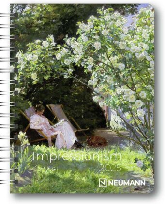 N NEUMANNVERLAGE - Impressionism 2025 Diary, 16,5x21,6cm, Taschenkalender mit zwölf Bildseiten und Notizseiten, herausnehmbaren Planer, Jahres- und Monatsübersicht und internationales Kalendarium