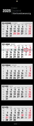 Alpha Edition - 5-Monatskalender Black 2025 Bürokalender, 33x20cm(33x120cm geöffnet), Kalender mit Jahresübersicht, Datumsschieber, faltbar, 5 Monate auf einen Blick und deutsches Kalendarium