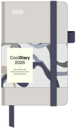 N NEUMANNVERLAGE - Stone 2025 Cool Diary, 9x14cm, Wochenkalender mit Banderole und Lesebändchen, Tasche für Visitenkarte, Jahres- und Monatsübersicht, Mondphasen und internationales Kalendarium