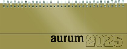 Zettler - Tisch-Querkalender 2025 aurum, 29,7x13,5cm, Bürokalender mit 112 Seiten, Monatsübersicht, Notizbereich, Mondphasen, Ringbindung und internationales Kalendarium