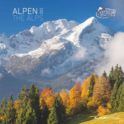 Alpha Edition - Alpen 2025 Broschürenkalender, 30x30cm, Wandkalender mit Platz für Notizen und Termine, Aufnahmen der Alpen, Monatsübersicht und Ferientermine DE/AT/CH
