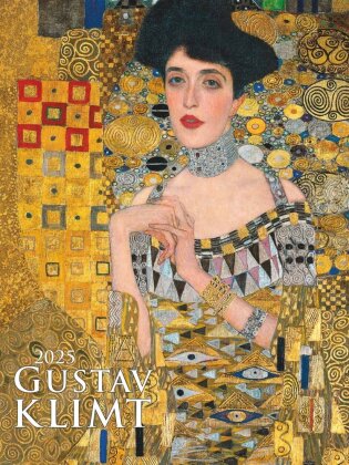 Alpha Edition - Gustav Klimt 2025 Bildkalender, 42x56cm, Kalender mit hochwertigen Kunstabbildungen für jeden Monat, Silberfolienprägung mit Metalliceffekt, internationales Kalendarium