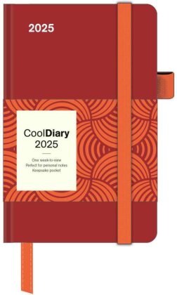 N NEUMANNVERLAGE - Rust 2025 Cool Diary, 9x14cm, Wochenkalender mit Banderole und Lesebändchen, Tasche für Visitenkarte, Jahres- und Monatsübersicht, Mondphasen und internationales Kalendarium
