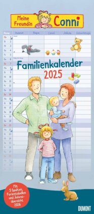 Conni Familienkalender 2025 - Wandkalender - Familienplaner mit 5 Spalten - Format 22 x 49,5 cm