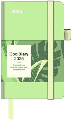 N NEUMANNVERLAGE - Matcha 2025 Cool Diary, 9x14cm, Wochenkalender mit Banderole und Lesebändchen, Tasche für Visitenkarte, Jahres- und Monatsübersicht, Mondphasen und internationales Kalendarium