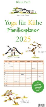 DUMONT - Yoga für Kühe 2025 Familienkalender, 22x49,5cm, Planer mit 6 Spalten für die ganze Familie, Jahresübersicht 2026 und Schulferientabelle, deutsches Kalendarium