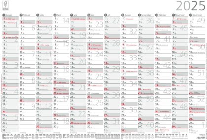 Jahresübersicht A2 12 Monate 1 Stk. plano 2025 - 59,4x42 cm - gerollt - mit Arbeitstage- und Wochenzählung - Posterkalender - Jahresplaner - 938-6111