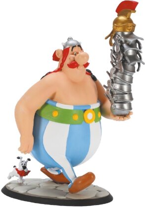 Astérix - Figurine d'Obélix avec une pile de casques