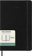 12 Monate Wochen Notizkalender 2024, Large/A5, rechts linierte Seite, Fester Einband - Schwarz