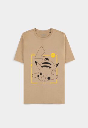 Pokémon - Beige Pikachu Line-art Men's Short Sleeved T-shirt