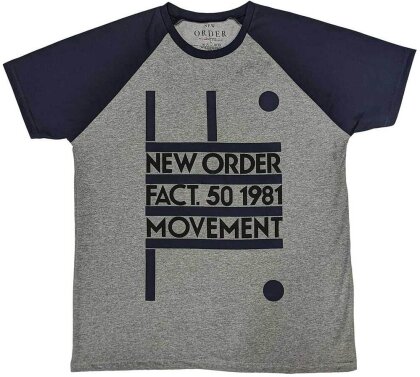 New Order Unisex Raglan T-Shirt - Movement (Grey & Navy Blue)