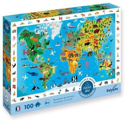 Calypto Tierweltkarte 100 XL Teile Puzzle