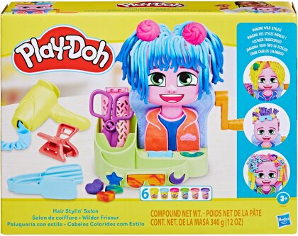 Play-Doh Wilder Friseur - 6 Dosen Knete, Kopf, Schere,