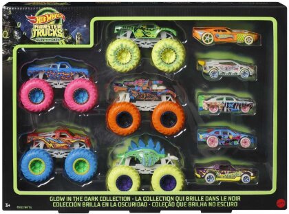 Hot Wheels Monster Trucks-Multipack mit Leuchteffekt im Dunkeln