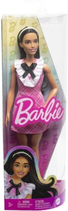 Barbie Fashionistas-Puppe mit schwarzem Haar und Karokleid
