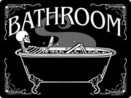 Bathroom Skeleton - Mini Tin Sign
