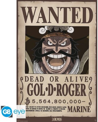 Poster - Wanted Gol D. Roger - One Piece - Roulé & filmé - 91.5 x 61 cm