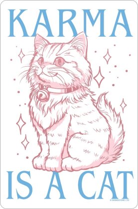 Karma Is A Cat Greet Tin Card