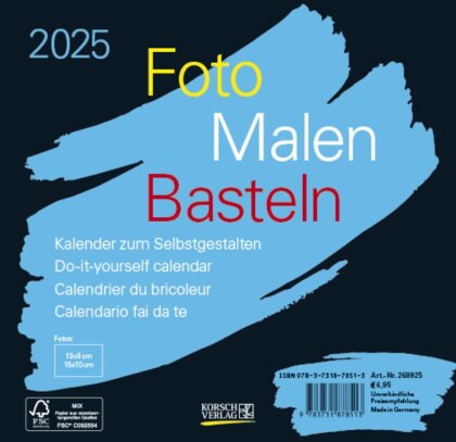 Foto-Malen-Basteln Bastelkalender schwarz quer 2025
