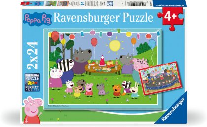 Ravensburger Kinderpuzzle 12004018 - Partyzeit! - 2x24 Teile Peppa Pig Puzzle für Kinder ab 4 Jahren