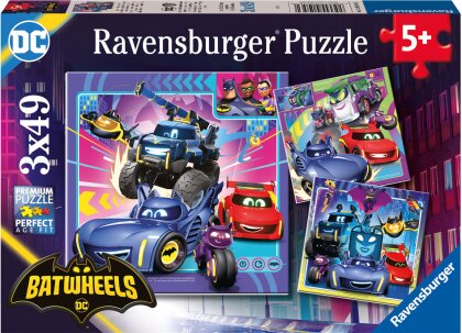 Ravensburger Kinderpuzzle 12001056 - An alle Batwheels! - 3x49 Teile Batwheels Puzzle für Kinder ab 5 Jahren