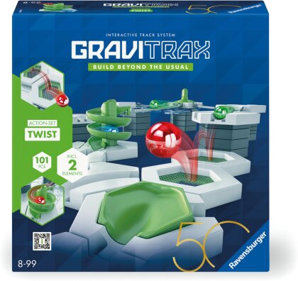 Ravensburger GraviTrax Action-Set Twist 50 Jahre 24576 -GraviTrax Starterset für deine Kugelbahn - Murmelbahn und Konstruktionsspielzeug ab 8 Jahren, GraviTrax Zubehör kombinierbar mit allen Produkten
