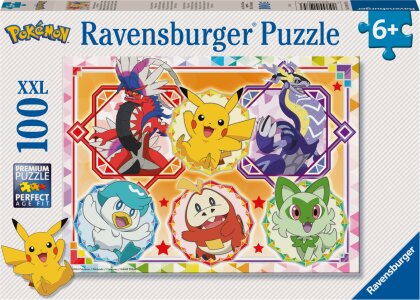Ravensburger Kinderpuzzle 12001075 - Pokémon Karmesin und Purpur - 100 Teile XXL Pokémon Puzzle für Kinder ab 6 Jahren