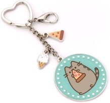 Pusheen The Cat: Blue Pizza - Enamel Keyring With Mini Charms