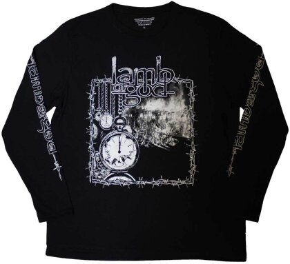 Lamb Of God Unisex Long Sleeve T-Shirt - Barbed Wire (Black) (Sleeve Print)