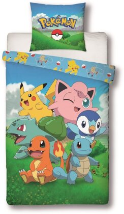 Pokémon - Parure de lit en microfibre Pikachu et ses amis (200x140cm + 63x63cm)