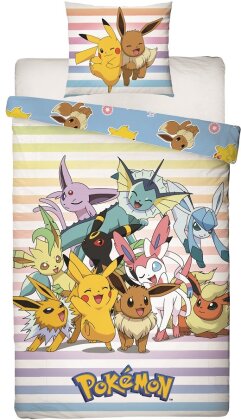 Pokémon - Parure de lit en microfibre Pikachu et Evoli (200x140cm + 63x63cm)