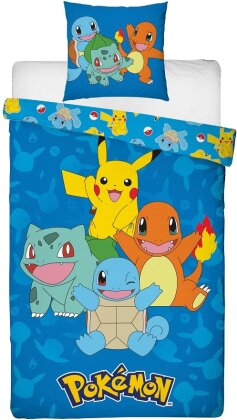 Pokémon - Parure de lit en microfibre Pikachu et Starter 1G II (200x140cm + 63x63cm)