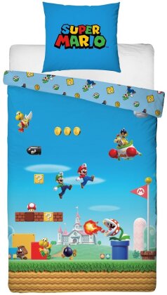 Super Mario Bros. - Parure de lit en microfibre New Super Mario Bros. (200x140cm + 63x63cm)