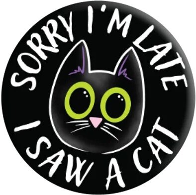 Sorry I'm Late I Saw A Cat Badge