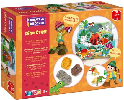 Create & Discover Dino Craft - Bastelset, 7 Aktivitäten,
