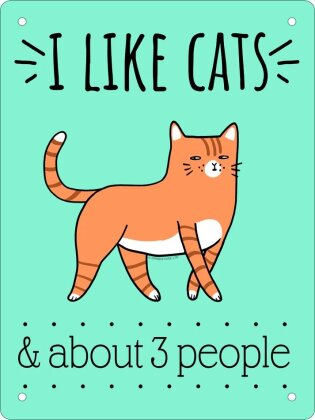 I Like Cats & About 3 People Mini Tin Sign