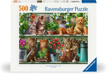 Ravensburger Puzzle 12000205 - Katzen im Regal - 500 Teile Puzzle für Erwachsene und Kinder ab 10 Jahren, Tier-Puzzle mit Katzen-Motiv