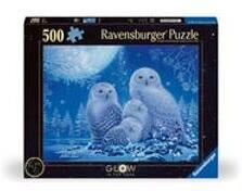 Ravensburger Puzzle 12000479 - Eulen im Mondschein - 500 Teile Puzzle für Erwachsene und Kinder ab 10 Jahren Leuchtpuzzle, Leuchtet im Dunkeln