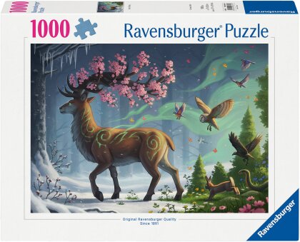 Ravensburger Puzzle 12000616 Der Hirsch als Frühlingsbote - 1000 Teile Puzzle für Erwachsene und Kinder ab 14 Jahren
