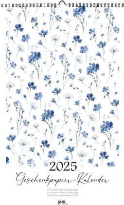 Geschenkpapierkalender 2025 - Blaue Blumen