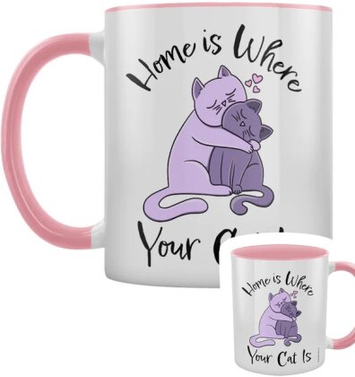 Home Is Where Your Cat Is - Pink Inner 2-Tone Mug