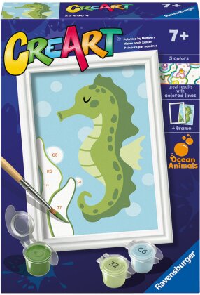 CreArt Friendly Seahorse, d/f/i - Malen nach Zahlen, 8.5x12 cm,