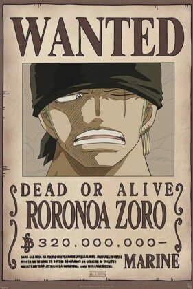 One Piece: Wanted Zoro - Laminated Maxi Poster