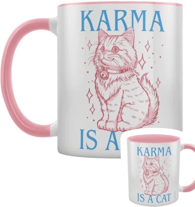 Karma Is A Cat - Pink Inner 2-Tone Mug