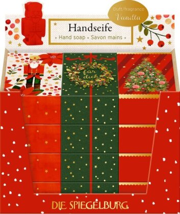 Kl. Handseife Nussknacker / Klassische Weihnachten, asort. - Spiegelburg-Nr. 22158 / Thekenaufsteller = 12 Exemplare