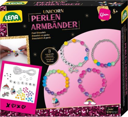 Perlen Armbänder Einhorn - 4 Armbänder, Perlen, Charms,