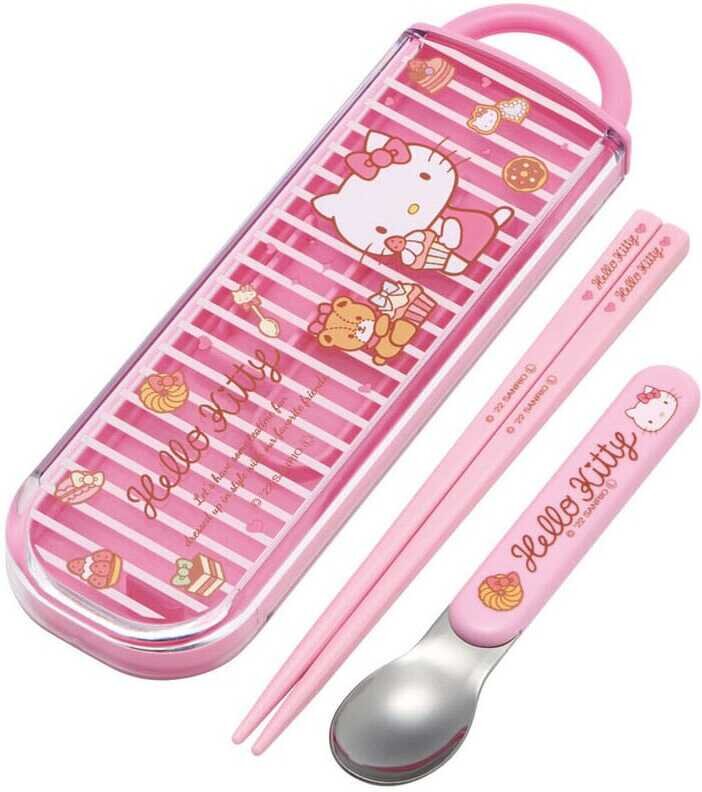 Hello Kitty Essstäbchen & Löffel Sweety pink