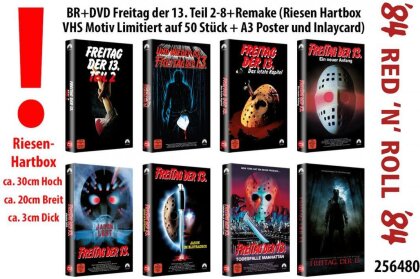 Freitag der 13. Teil 2-8 + Killer Cut (Remake) (Hartbox, VHS-Motiv, Édition Limitée, 8 Blu-ray + 8 DVD)